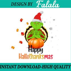 happy hallothanksmas, christmas, thanksgiving gifts design 2022 png file download