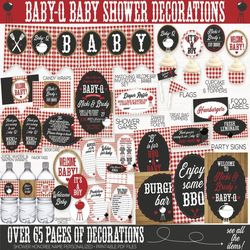 Baby Q Food Labels, Baby Q Baby Shower Decorations, Baby Q Place Cards, Baby Q Buffet Cards, Barbecue Food Labels, BBQ