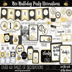 Bee Favor Tags, Bee Thank You Tags, Bee Favor Labels, Bee Baby Shower Decorations, Bee Birthday Party Decorations, Bee