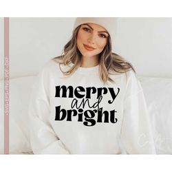 Merry and Bright Svg, Christmas Svg, Christmas Shirt Design Svg Cut File Cricut, Silhouette Eps Dxf Pdf Png, Funny Chris