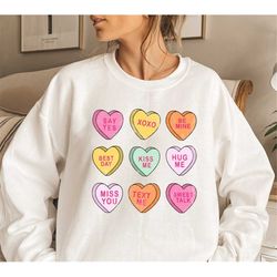 valentines conversation heart sweatshirt, heart sweater, valentine's day sweatshirt, vintage graphic tee, valentines pul
