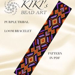 Loom bracelet pattern Purple tribal ethnic inspired Bead LOOM pattern for bracelet design in PDF - instant download