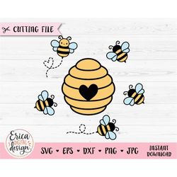 beehive and bees svg beehive layered cut file cricut silhouette cute bumble bee honey bee bumblebee tumbler beekeeper vi
