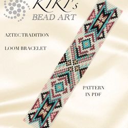 Bead Loom pattern, Aztec tradition LOOM bracelet bead pattern, bead bracelet loom design PDF pattern - instant download