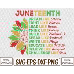 sunflower juneteenth dream like leaders black svg, eps, png, dxf, digital download