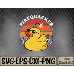 firecracker rubber duck 4th of july patriotic firequacker svg, eps, png, dxf, digital downloa