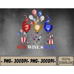 funny wine glasses 4th of july red white and blue firework png, digital download