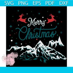 merry christmas on mountain svg, christmas svg, deer svg, reindeer svg