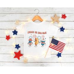 party in the usa hot dog shirt, kids 4th of july graphic shirt,4th of july kids tee, retro usa kids tee, american toddle