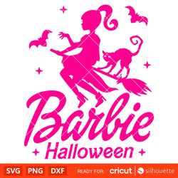 Barbie Halloween Svg, Barbie Witch Svg, Halloween Svg, Retro Svg, Cricut, Silhouette Vector Cut File