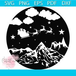 merry christmas night with santa svg, christmas svg, deer svg, sleigh svg