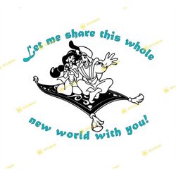 aladdin, jasmine, a whole new world | svg png | silhouette cricut cutting ready instant download