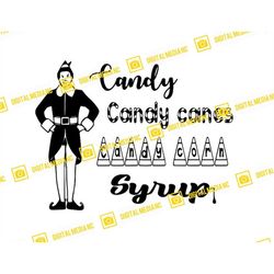 buddy the elf, four main food groups v2 - candy, candy cane, candy corns, syrup | svg png | silhouette cricut cutting re