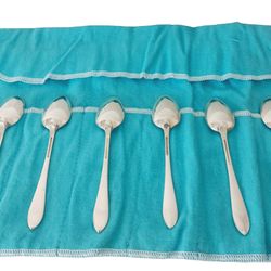 TIFFANY & CO FANEUIL 6 spoons set in sterling silver 925 demitasse teaspoons cm11 inches 4 3/8" silverware cutlery No en