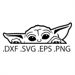 peeking grogu, baby yoda, the child - star wars - digital download, instant download, svg, dxf, eps & png files included