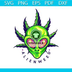 alien weed cannabis leaf cartoon svg, cannabis svg, alien weed svg