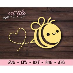 bee svg cut file cute bumble bee kawaii honeybee spring animal silhouette cricut vinyl decal tumbler baby bodysuit shirt