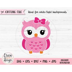 cute owl svg baby owl with bow cut file sweet little owl baby shower girl shirt bodysuit kawaii animal kids birthday sil