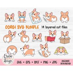 corgi layered svg bundle cute dog cut file for cricut silhouette funny puppy clipart png pembroke welsh corgi pet animal