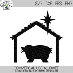 manger svg - nativity svg - stable svg - christmas svg - nativity clipart - manger silhouette - manger clip art - baby j