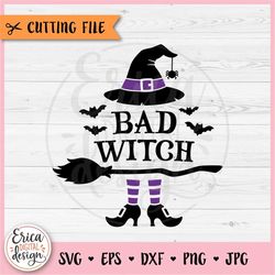 bad witch layered svg cut file for cricut silhouette halloween witch hat witch broom bats spooky halloween clipart png f