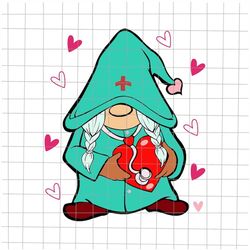valentine gnomes nurse svg, valentine nurse svg, gnomes nurse svg, valentine gnomes svg, valentines day svg