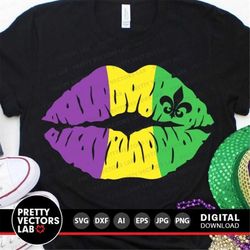 mardi gras svg, mardi gras lips svg dxf eps png, mardi gras kiss cut files, fleur de lis, parade, mardi gras shirt desig