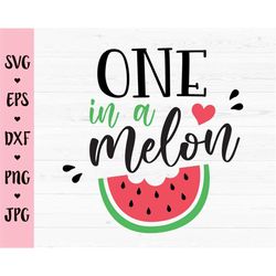one in a melon svg 1st first birthday party cutting file funny watermelon summer beach fruit silhouette cricut vinyl iro
