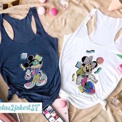 80s mickey tank top, mickey and minnie 80s style shirt, vintage mickey mouse tank, disney couple tanks, retro disneyland