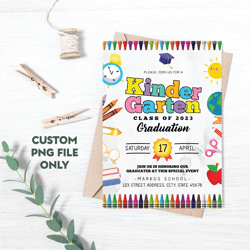 personalized file kindergarten graduation invitation, pre k graduation invitation preschool, digital |png file