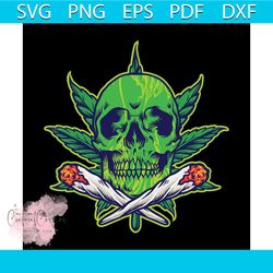 green skull marijuana joint smoke svg, cannabis svg, green skull svg