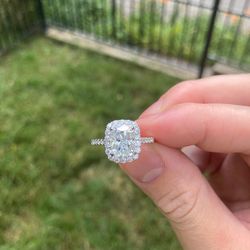 Cushion Cut Moissanite Engagement Ring - 14K Solid Gold Diamond Ring - Antique Vintage Halo Wedding Ring
