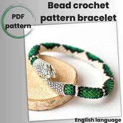 Green Snake Bracelet Pattern - PDF Bead Crochet Pattern - Unique Snake Bracelet Design - Jewelry Making DIY - Seed beads