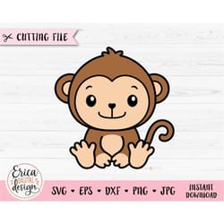 monkey svg cute sitting monkey layered cut file cricut silhouette gorilla ape baboon jungle zoo safari african animal cl