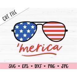 merica svg 4th of july cut file patriotic svg independence day american flag shades sunglasses silhouette cricut vinyl s