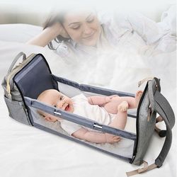 Multifunctional Travel Diaper Waterproof Maternity Handbag Stroller baby Nappy Bag Bed(US Customers)