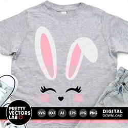 bunny svg, easter svg, easter bunny cut files, cute bunny face svg dxf eps png, girls clipart, baby, kids rabbit ears sv