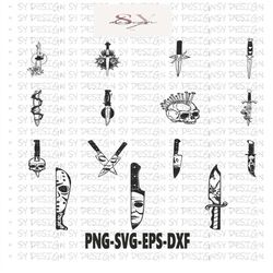 horror movie characters in knives svg, michael myers svg, jason voorhees svg, friday 13th svg, scream svg, chucky, horro