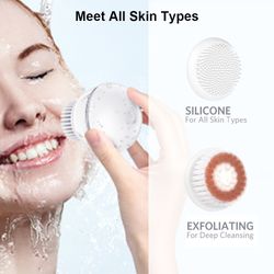 electric rechargeable sonic scrubber silicone facial cleansing brush for face cleaning skin pore shrinking(us customers)