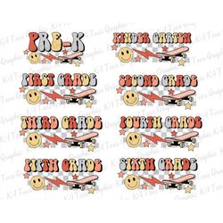 back to school png bundle, retro first day of school, pre k kindergarten 1st grade png, hello kindergarten png, teacher