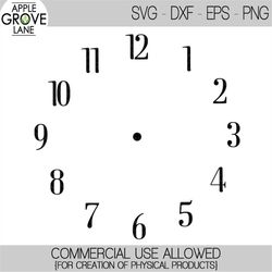clock face svg - clock svg - svg clock template - clock numbers svg - clock stencil - svg eps png dxf