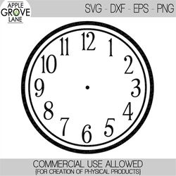 clock face svg - clock numbers svg - svg clock template - clock svg - clock stencil - svg eps png dxf