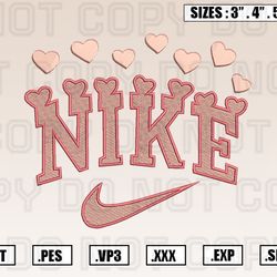 nike hearts embroidery machine designs instant digital download pes file
