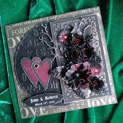 Black and burgundy wedding card Gothic romantic gift Victorian gothic present American gothic wedding gift