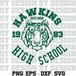 hawkins shirt svg, hawkins svg, hawkins high school 1983 green logo svg png eps dxf