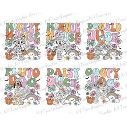 Bundle Floral Mouse PNG, Mummy Mouse Png, Halloween Png, Trick Or Treat Png, Spooky Season Png, Groovy Halloween Png, Tr