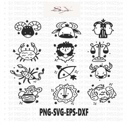 zodiac signs, svg, eps, png, bundle, astrology, zodiac sign clipart bundle, astrology signs svg bundle, zodiac sign for