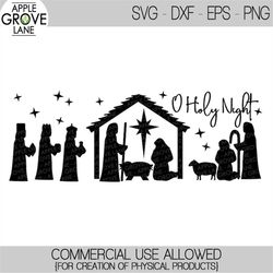 o holy night svg - nativity svg - manger svg - stable svg - christmas svg - nativity clip art - nativity silhouette - sv