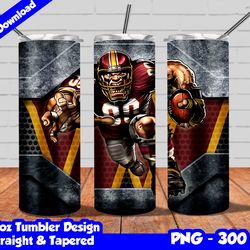 commanders tumbler design png, 20oz skinny tumbler sublimation template, commanders tumbler straight and tapered design,