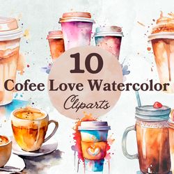 coffee love watercolor clipart